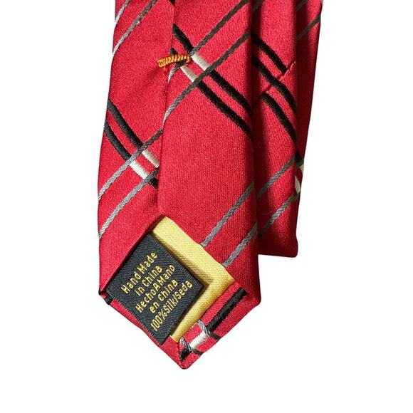 Donald Trump SIGNATURE Collection Gold Bar Red Grey Stripe Men's Silk Tie - Picture 5 of 6